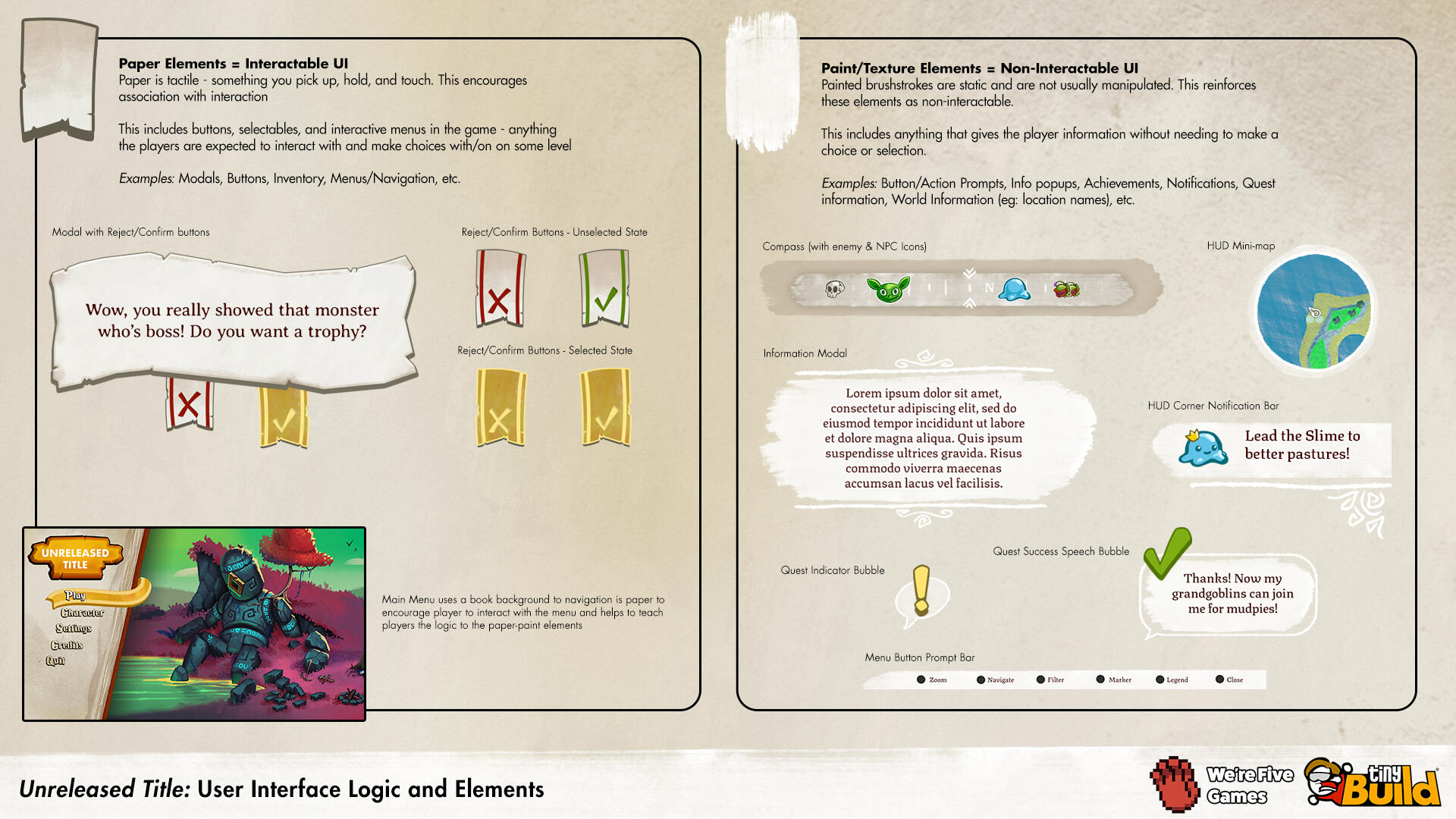User Interface and Logic Elements. Using visual texture to make UI more intuitive for the player