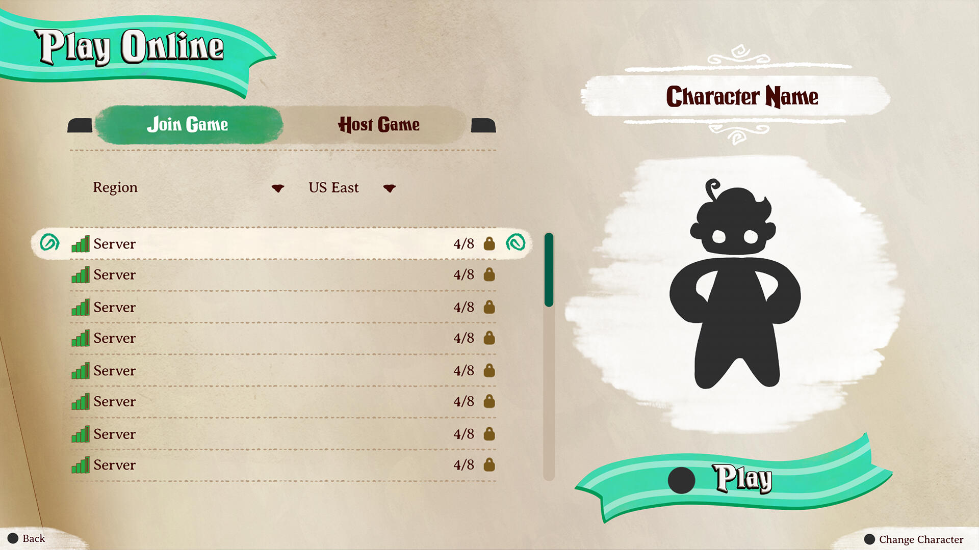 Play Online - Join Game Menu Mockup